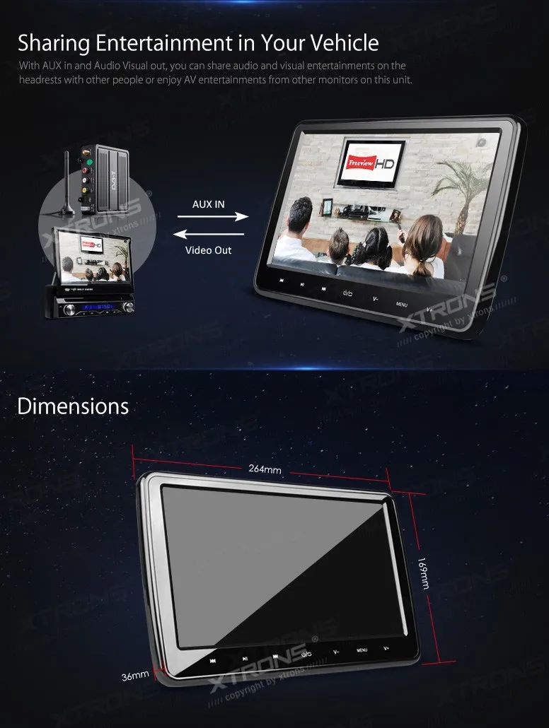 Clearance XTRONS 1 Pair Universal 10.1 inch HDMI HD Screen headrest car dvd player Monitor USD FM SD + 2 IR Headphones 8 Clearance XTRONS 1 Pair Universal 10.1 inch HDMI HD Screen headrest car dvd player Monitor USD FM SD + 2 IR Headphones 8