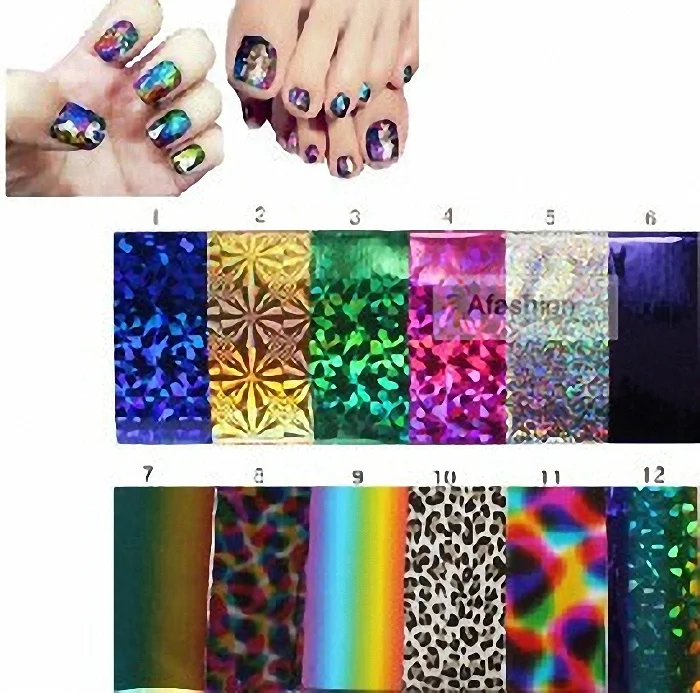 

10pcs Colorful start nail art sticker 10 cm x 30 cm big size 3d stick nails foil for polish gel manicure decoration tools