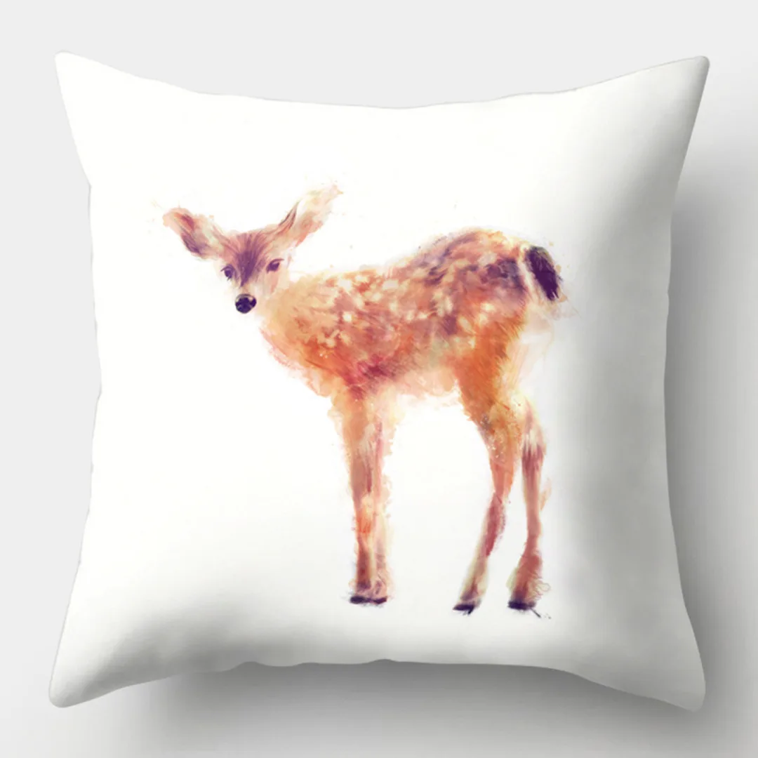 New Cute Animal Cushion Cover Deer Elephant Lion Giraffe Pillow Cover Cartoon Pillow Case for Sofa Car Hotel Home Decoration