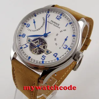 

43mm parnis white dial power reserve date ST 2542 automatic mens watch P13B