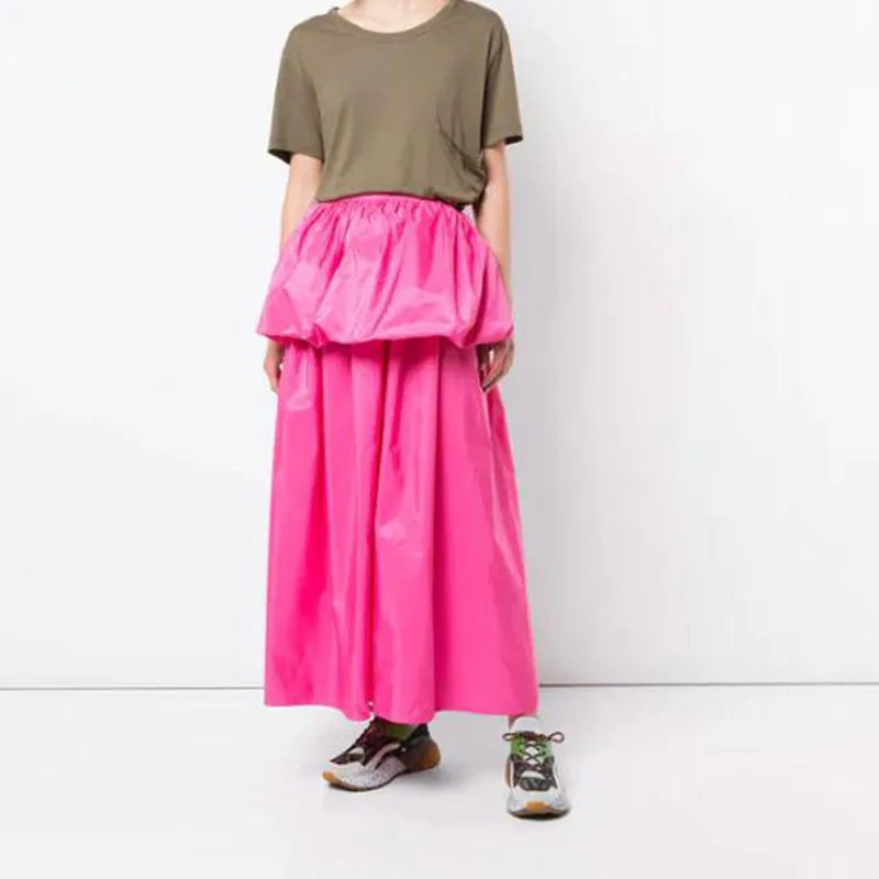 De Color Estilo Rose Raso Elegante Longitud Calidad Tobillo Señoras Cualquier 2019 Moda Nuevo Red Alta Las Mujeres Falda PZwIWS5taq
