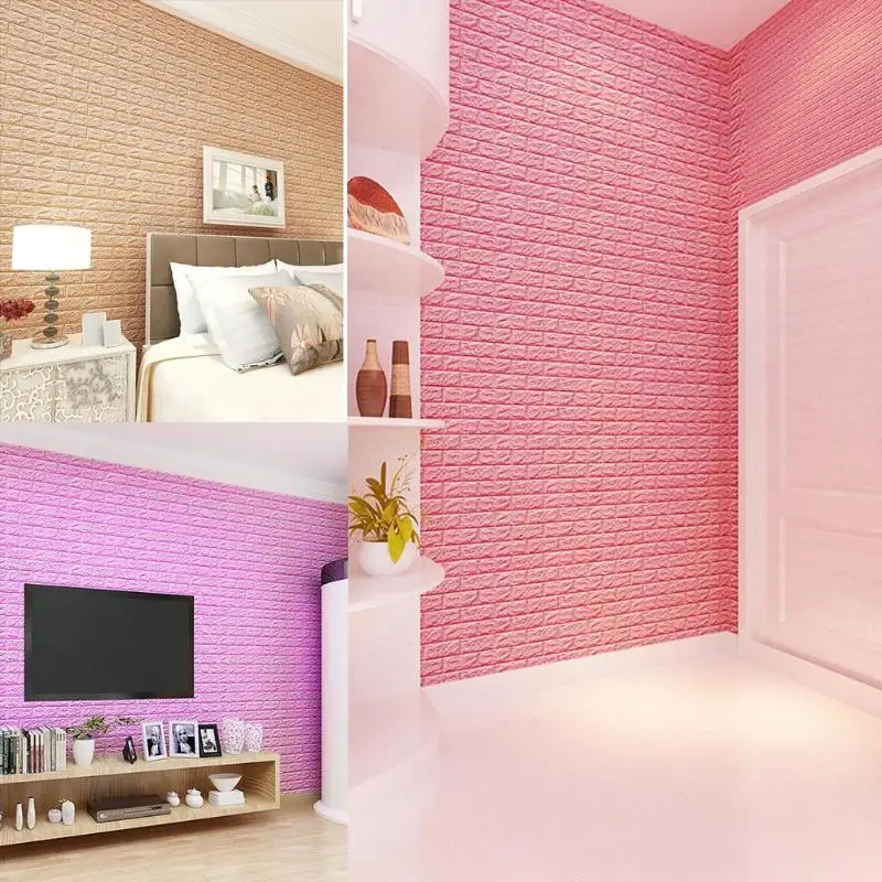 

60x60cm DIY 3D Brick Wall Stickers PE Foam Safety Free DIY Room Home Decor