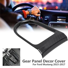 ABS Auto Car Styling Carbon fiber Gear Panel Decor Cover Sticker Case for Ford for Mustang 2015-2017 Interior Accessories