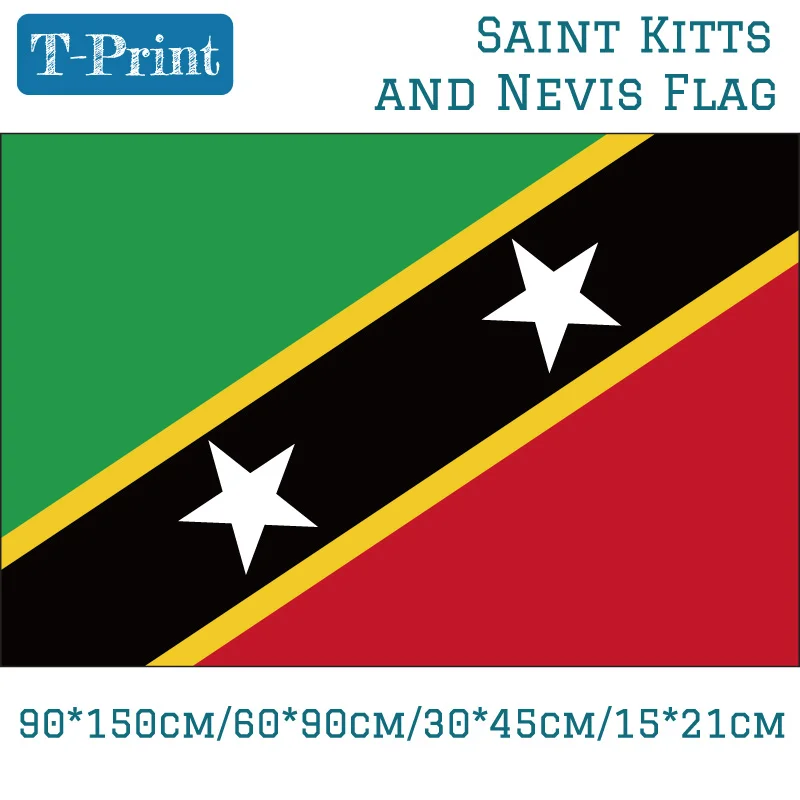 

The Federation of Saint Kitts and Nevis National Flag 90*150cm/60*90cm/30*45cm/15*21cm 3*5ft Hanging Flag For Event