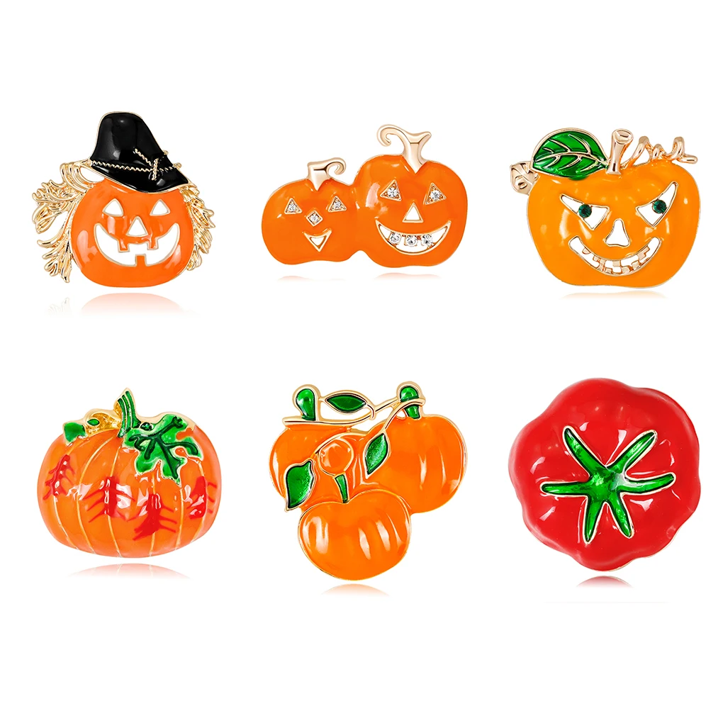 Girl Head Brooch Lovely Alloy Drop Oil Pumpkin Corsage Hats Scarf Lapel