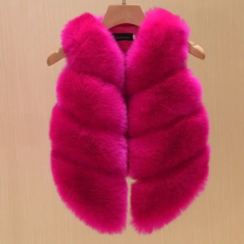 Fashion Children's Clothing Faux Fox Fur Vest European Style Toddler Baby Girls Waistcoat Winter Coat TZ135