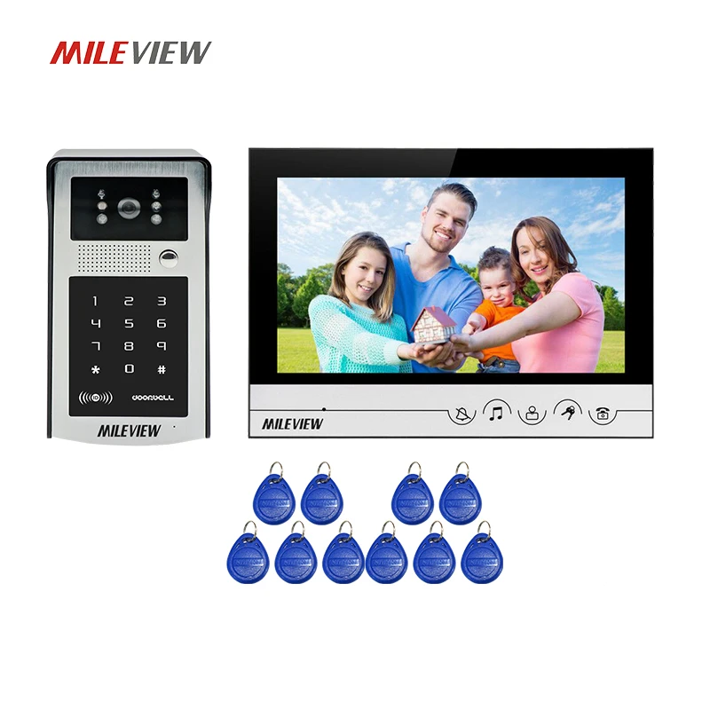

Free Shipping NEW 9 inch Color LCD Screen Video Door Phone Intercom System + Waterproof RFID Code Keypad Access Doorbell Camera
