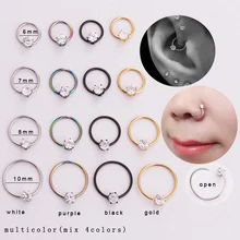 

Sellsets 4pcs / set white black gold rainbow steel hoop earring daith tragus lip rook cartilage nose body piercing jewelry