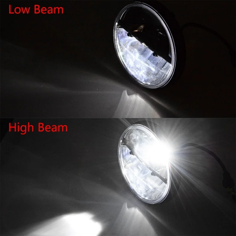  FADUIES 1 Pair 7 Inch Black Round LED Headlights with H4 High Low Beam For Jeep Wrangler JK TJ Humm - 32777551604
