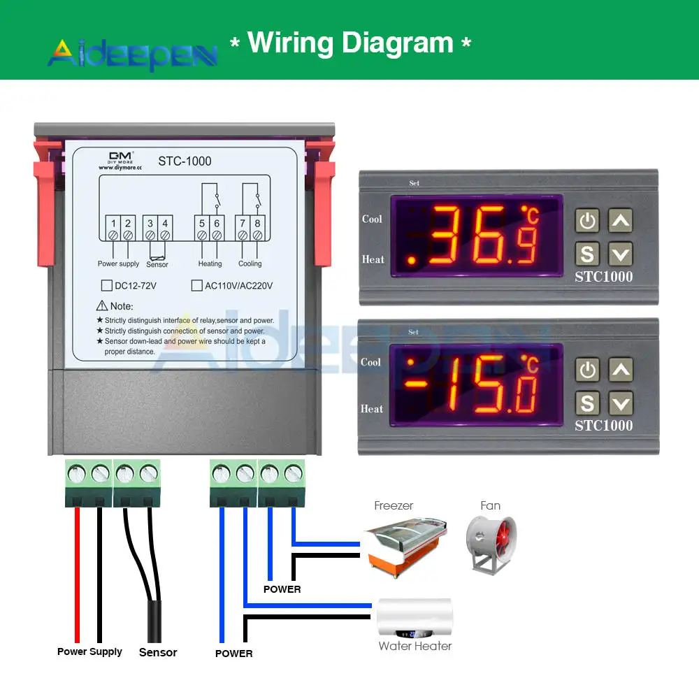 STC-3000 STC-1000 STC-100 Температура Управление; 12V 24V 110 V-220 V светодиодный цифровой терморегулятор Термостат Управление+ NTC Сенсор