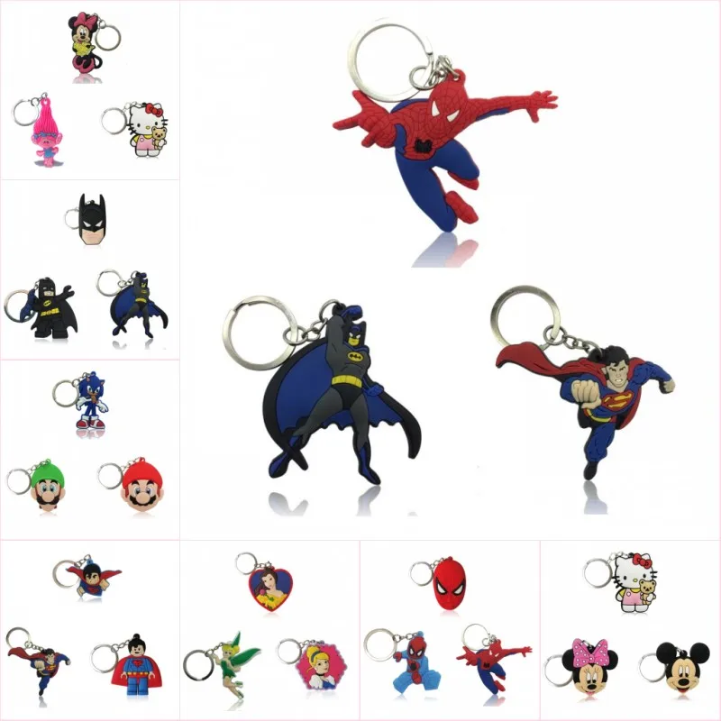 

3pcs/lot Creative Set Cartoon Marvel Hero Mickey Keychain PVC Keyring Key Ring Tinket Key Chain Kid Birthday Gift Jewelry
