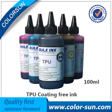 Новые чернила из ТПУ с бесплатным покрытием 6 цветов(CMYKLCLM) с чистящей жидкостью для планшетного принтера
