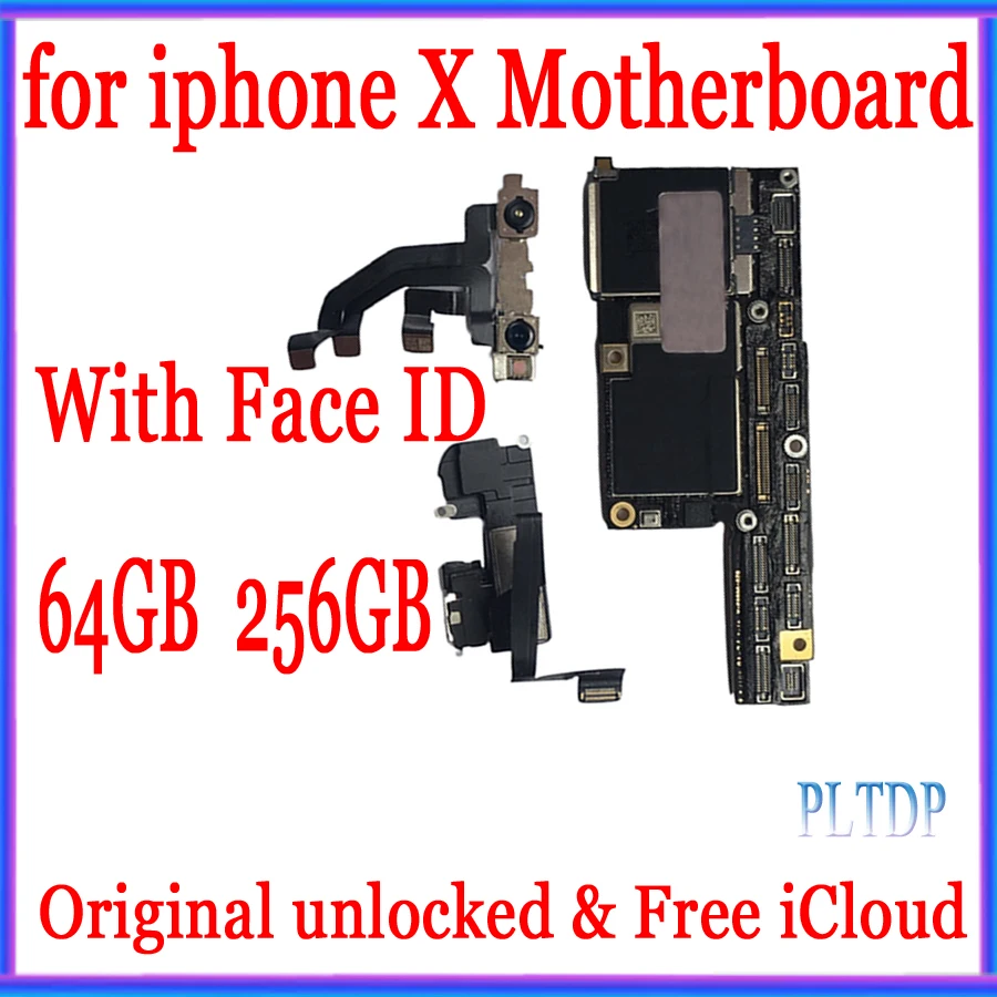 

Free iCloud for iphone X Motherboard with IOS System,Original unlocked for iphone X Mainboard with Face ID,64GB / 256GB