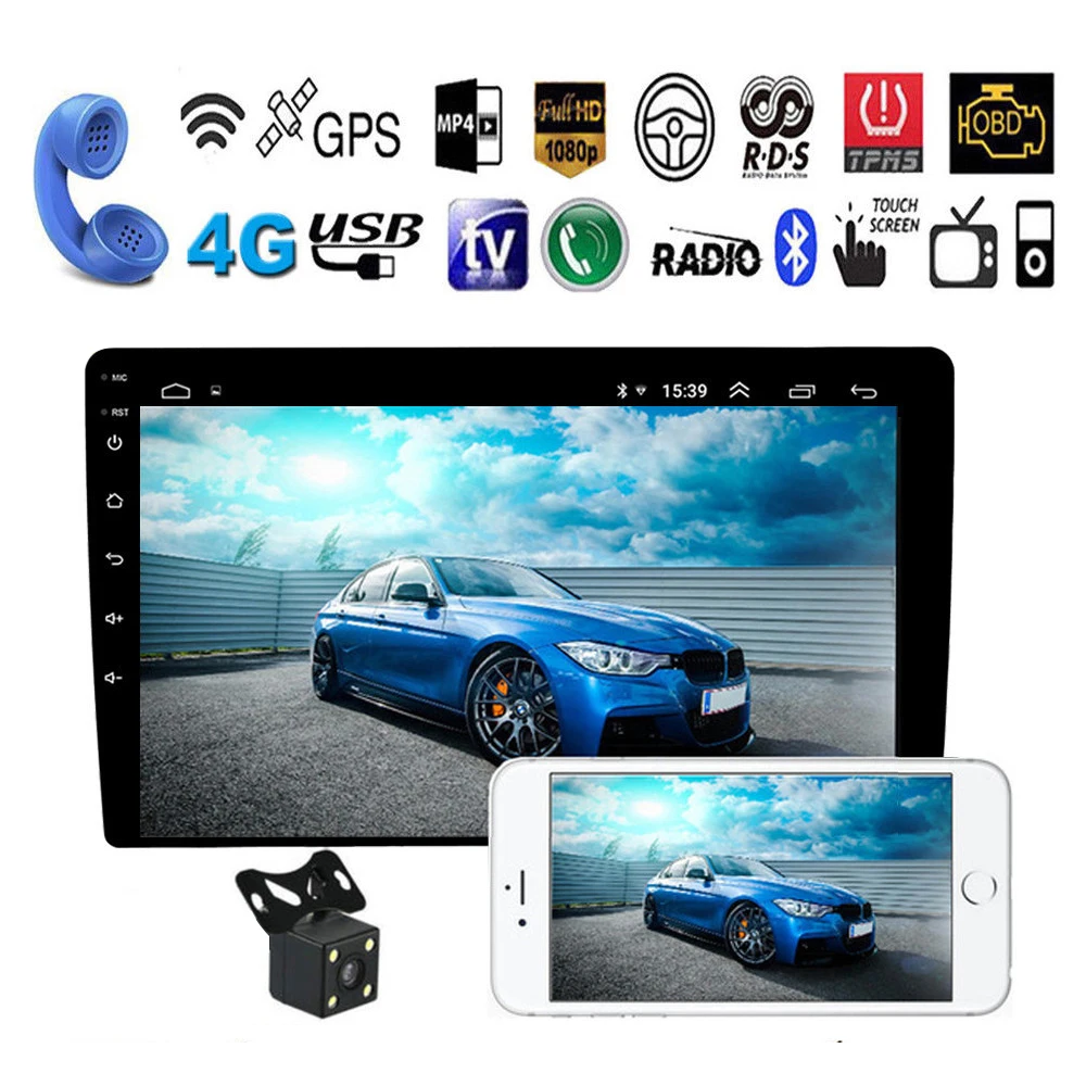 Автомобильный мультимедийный плеер MP5 10 1 дюйма 2 Din Android 8 стерео GPS навигация Bluetooth