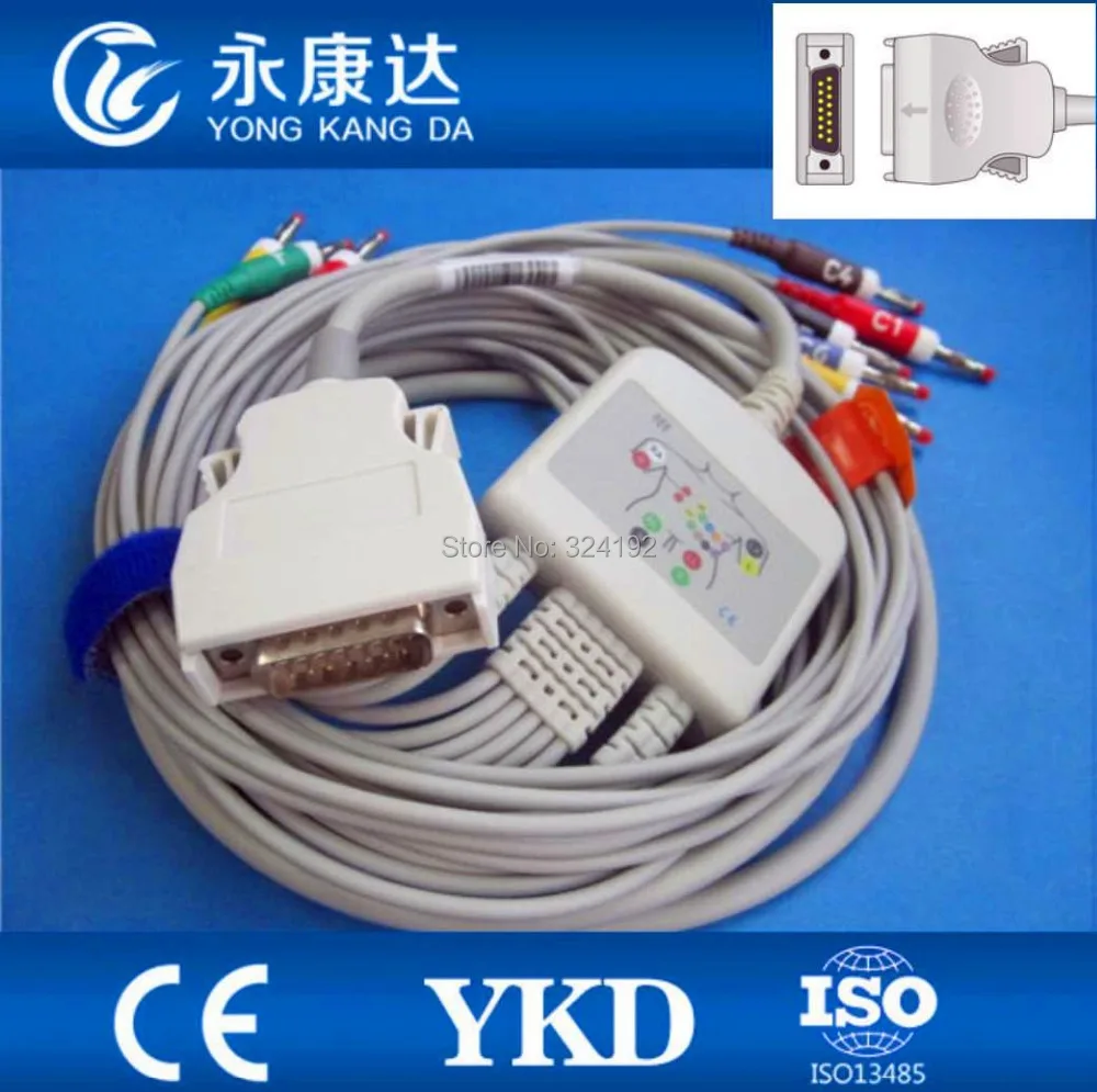 Бесплатная доставка цельнокроеный 10-контактный 12-канальный EKG-кабель Мортара с