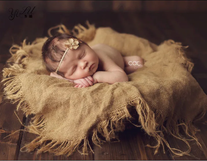 

Jute Backdrop Props, Linen Filling Layer Burlap Blanket Newborn Photo Prop Baby Photography Prop Chunky Burlap Layer Net,Hessian