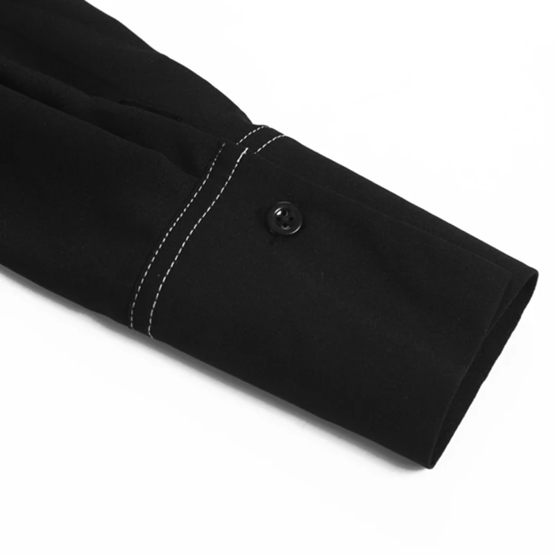 TWOTWINSTYLE женская рубашка с v-образным вырезом и лентами, с длинным рукавом, в стиле пэчворк, черная OL Блузка, топы для женщин,, Весенняя мода