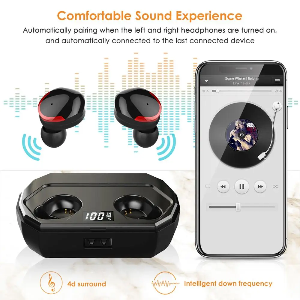 Leelbox наушники вкладыши TWS с R10 двойной V5.0 Беспроводной Bluetooth 3D стерео звук микрофон