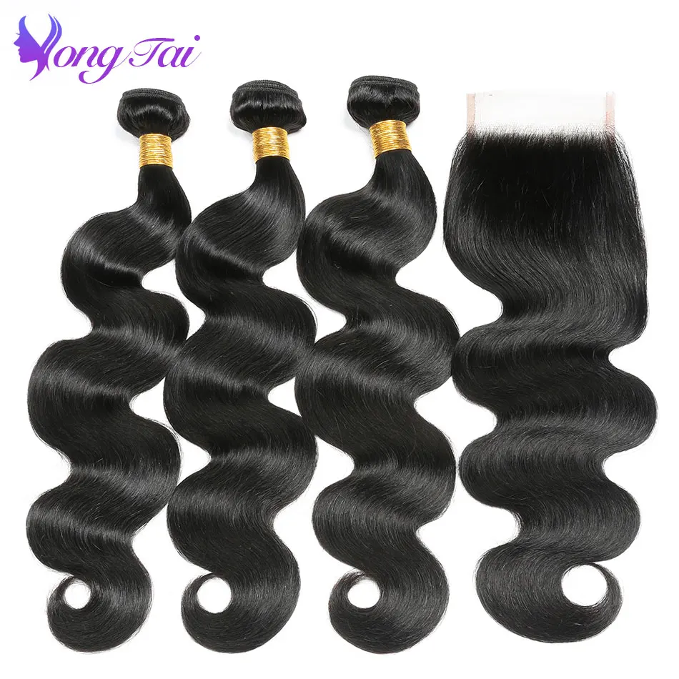 

Yuyongtai Hair Unprocessed Peruvian Virgin Hair Body Wave 3 Bundles Per Lot Hair Weaving With Closure Remy 100% Human Hair