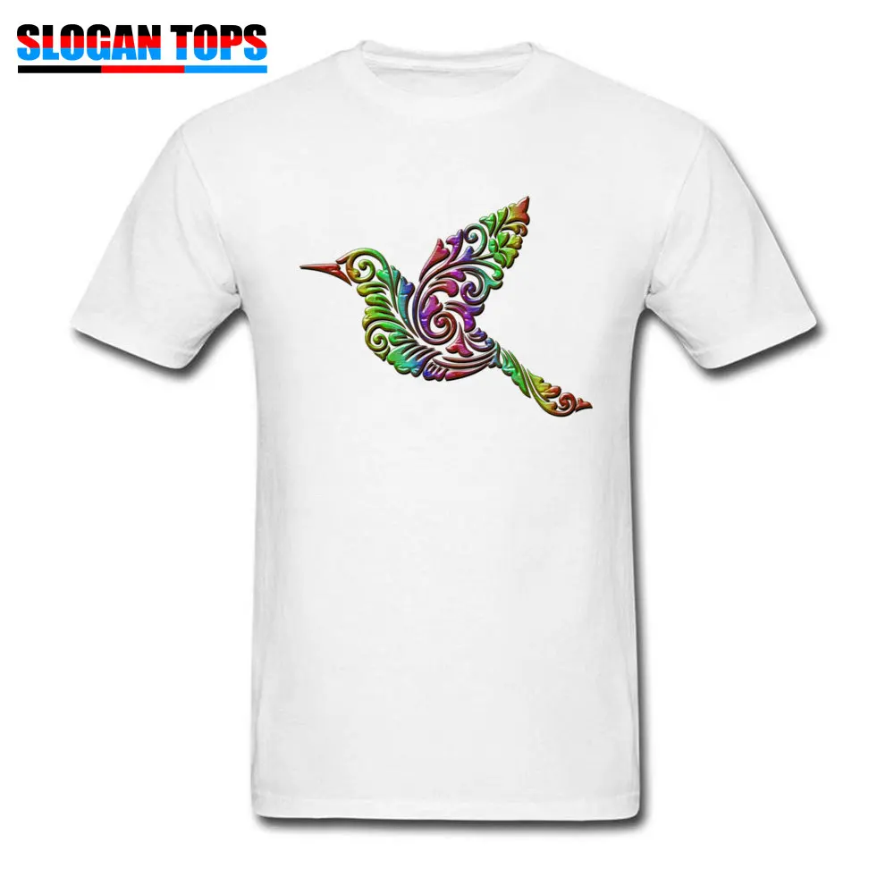  Men Tshirts Flying bird floral ornament decoration Design Tees Pure Cotton Round Collar Short Sleeve Hip hop Tees Father Day Flying bird floral ornament decoration white