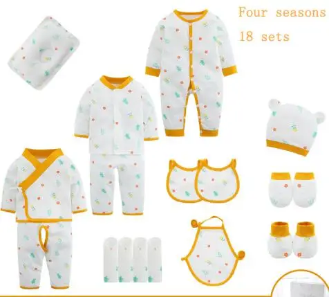Осенне-весенняя одежда для новорожденных, 19/18 шт./От 0 до 3 месяцев комплект детской одежды из хлопка комплект одежды унисекс для маленьких мальчиков и девочек - Color: Four seasons 18 sets
