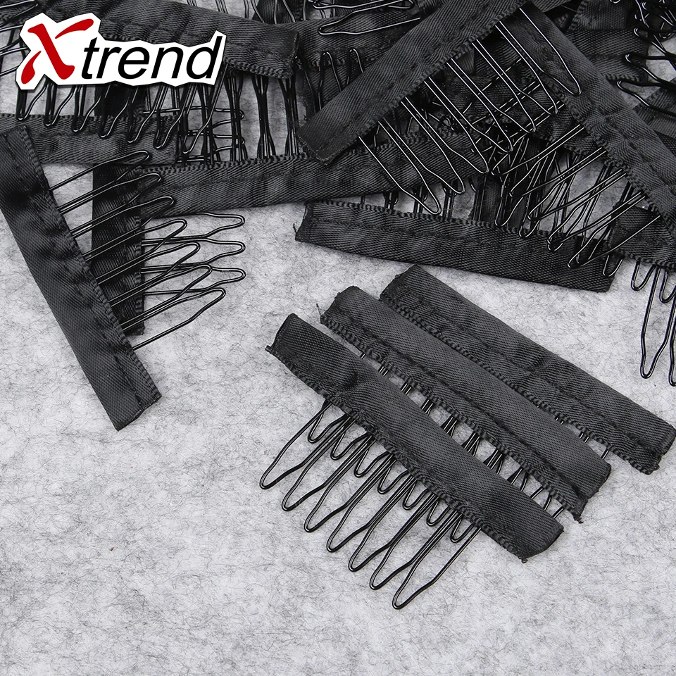 Xtrend, 10-500 шт, 7 штук, нержавеющая сталь, для париков, шапки, клипсы для париков, шапки, волосы для наращивания, крепкие черные волосы, гребень