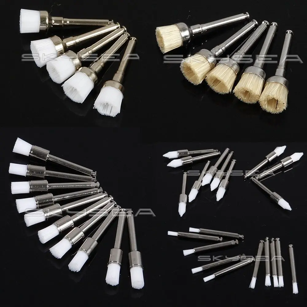 

Free shiping 50pc Dental Prophy Polishing Brushes Latch Type Nylon Bristles Flat Mixed 5 type