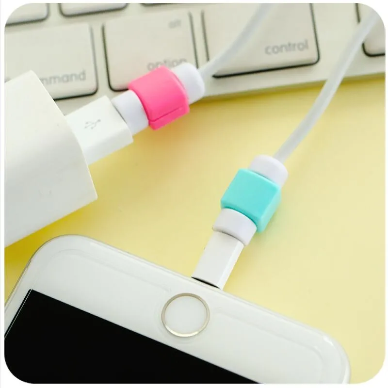 100 шт./лот Симпатичные кабель наушники протектор для iPhone USB Красочные Зарядное устройство кабель наушников Обложка Protetor de Кабо