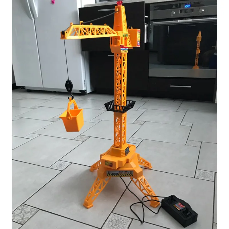

1:64 Electric Remote Control Tower Crane Cable Channel 4 Remote Control Toys Engineering Crane Educational Toys For Children
