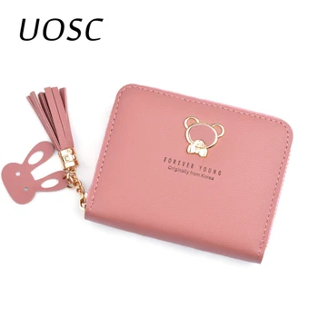 

UOSC 2019 Leather Women Wallet Hasp Small Slim Coin Pocket Purse Women Wallets Cards Holders Luxury Brand Wallets Designer Purse