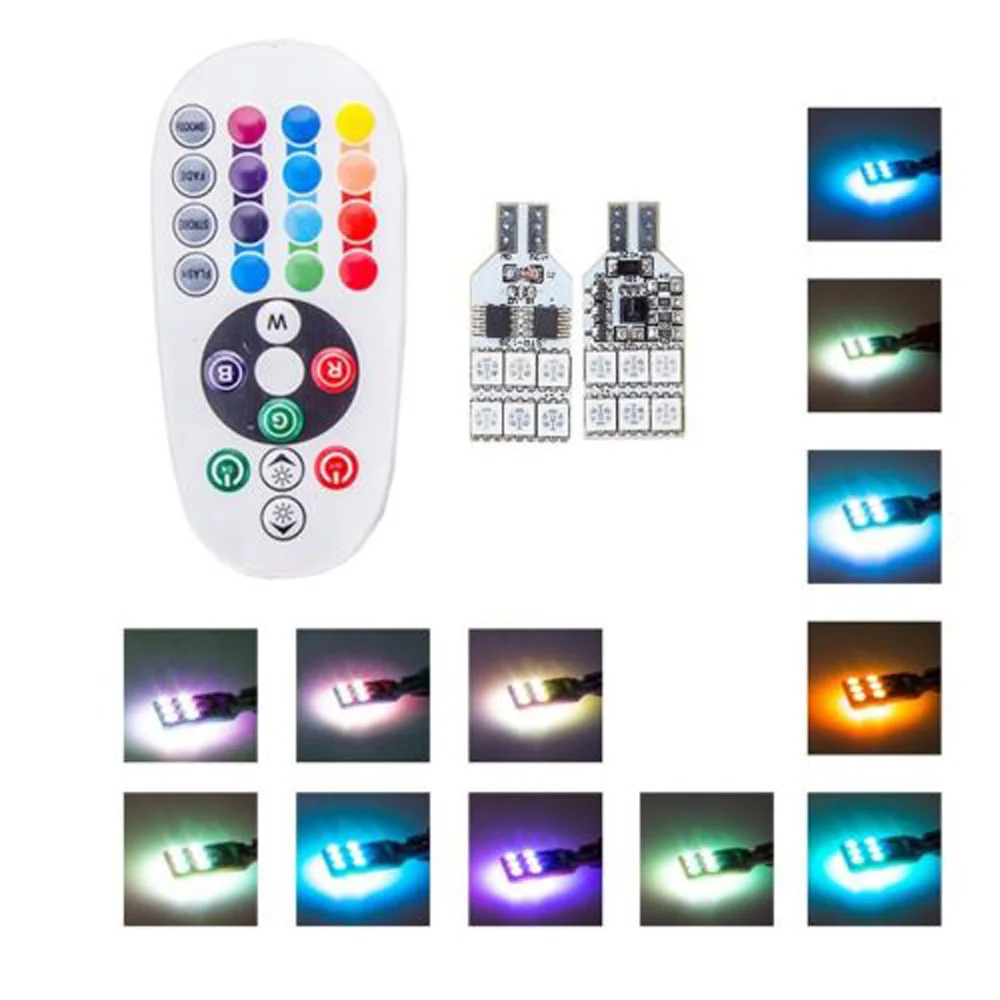 2x18*38 мм 12 В 1 32 Вт T10 5050 12SMD RGB светодиодный внутренний атмосферный свет пульт