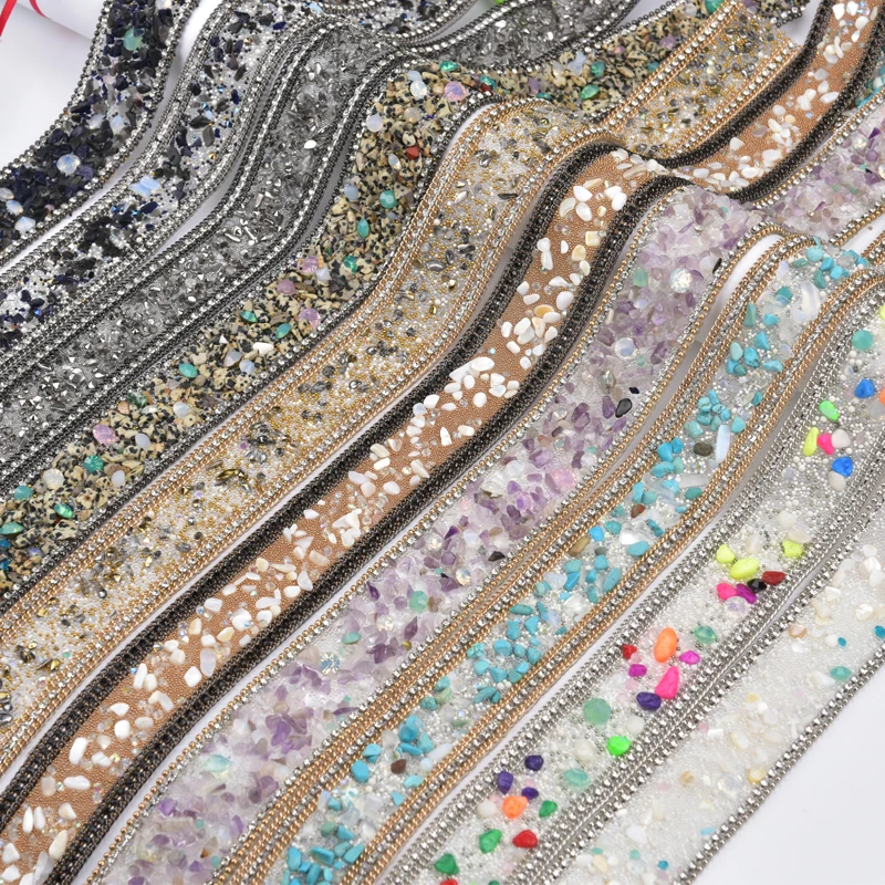

50/100CM Rhinestone Applique 3.5cm Width Hotfix Trim Wedding Decoration Beaded Banding Tape Crystal And Stone Diy Accessories