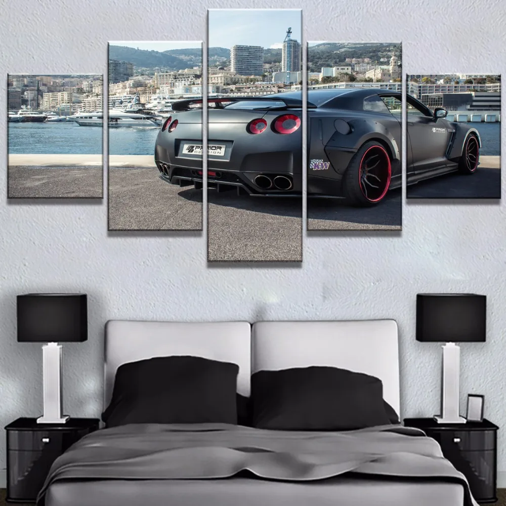 5 Piece HD Print Nissan Gtr Widebody Rear Car Cuadros Decoracion
