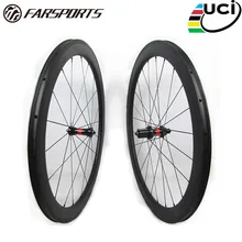 Farsports FSC50-CM-25 DT240(36 Ratchets) 700c bike bicycle full carbon fiber wheels clincher 50, road clincher bike wheels rim