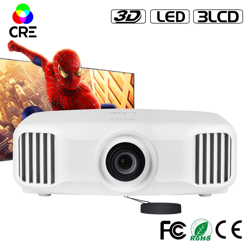 Портативный домашний кинотеатр CRE X8000 4 светодиода 3lcd 1080p 4k поддержка full hd 3d android