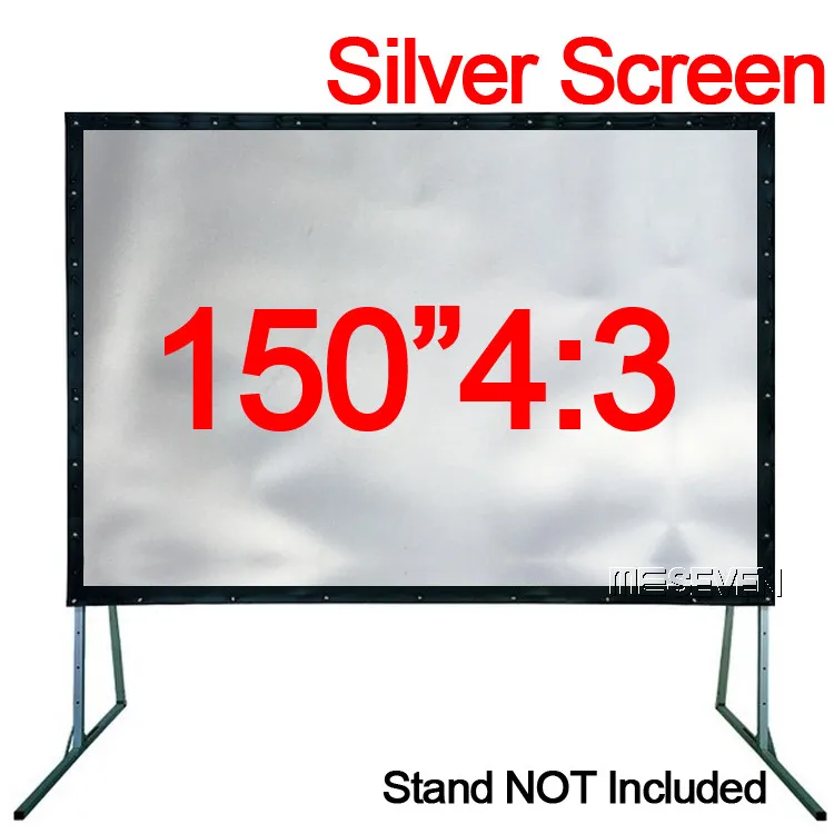3D металлический серебристый экран 150 дюймов 4:3 Портативный Складной настенный с высоким разрешением для 3D HD DLP домашнего кинотеатра проекторы