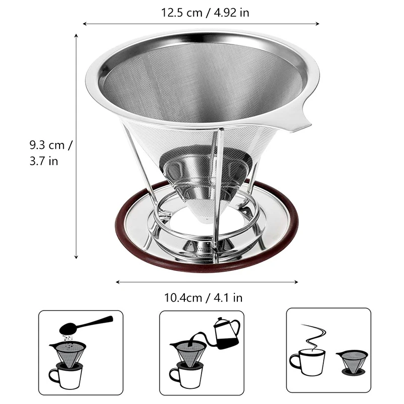 KONCO капельница для кофе из нержавеющей стали с подставкой, конусный фильтр для капельного кофе, многоразовый фильтр для кофе