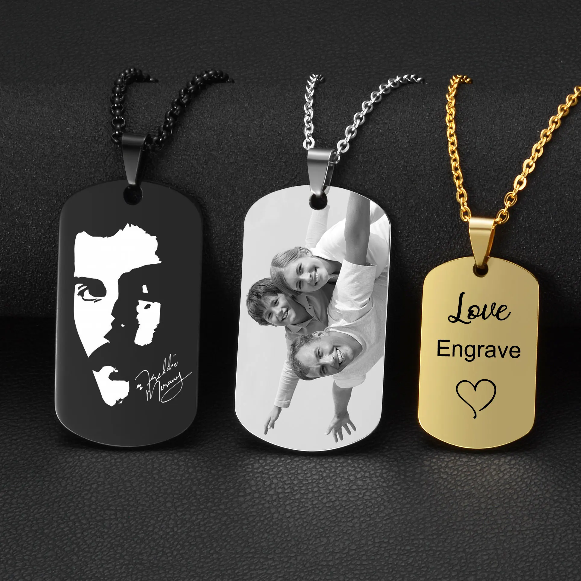 

Custom Name Photo Necklace Personalized Nameplate Gold Silver Black Necklaces for Women Customized Letter Jewelry Gift SL-025