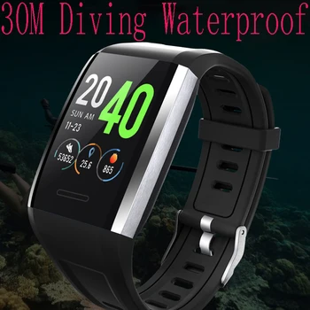 

Smart Watch IP68 Waterproof 30 Meters Deep Diving Smart Bracelet Heart Rate Blood Pressure Fitness Monitor 1.3" SmartBand pk E18