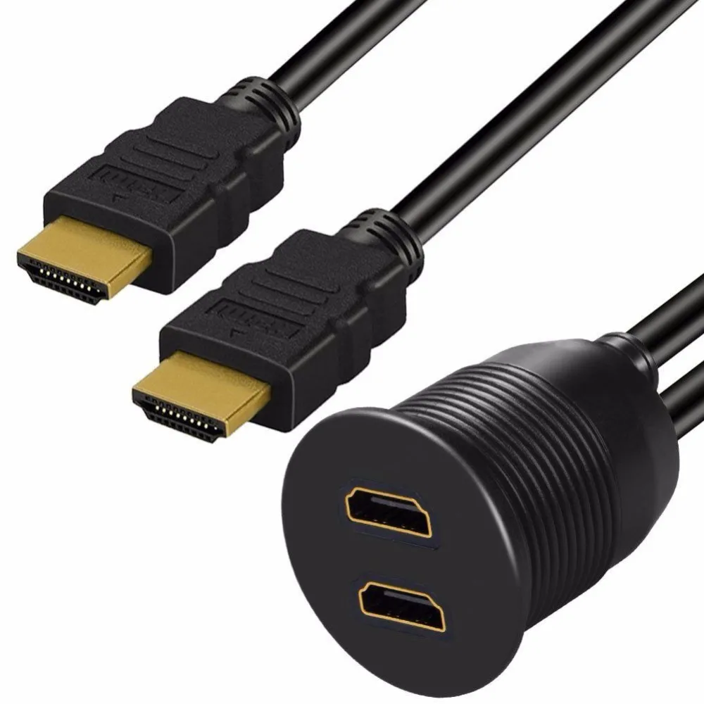 2 порта Двойной HDMI удлинитель AUX смывное крепление для автомобиля Удлинительный