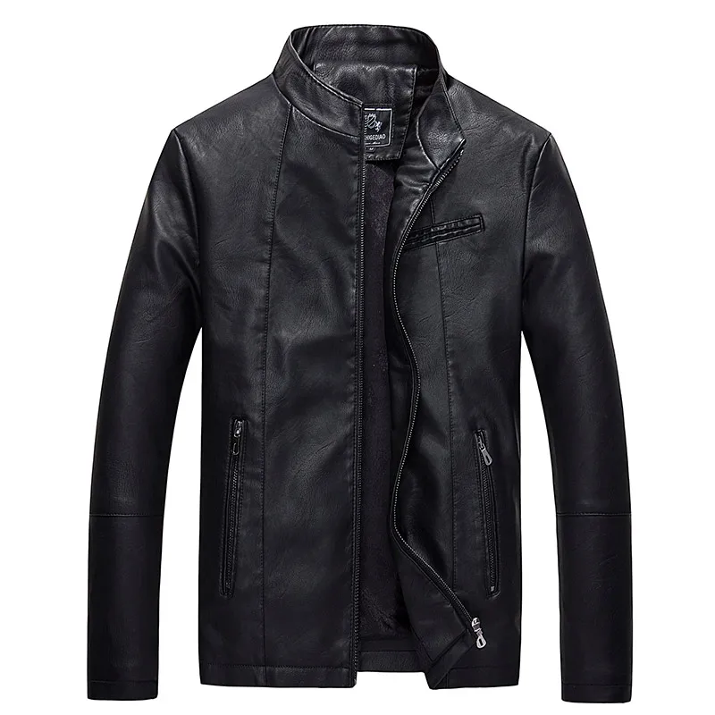

Men's Casual Leather Jacket with Stand Collar Autumn Winter Clothes