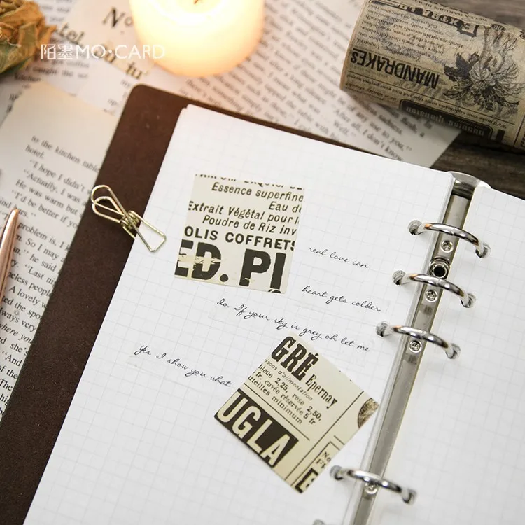 Nostalgic Newspaper Boxed Adhesive Stickers Vintage Letter DIY Scrapbooking Paper Diary Planner School Stationery Supplie @TZ-26