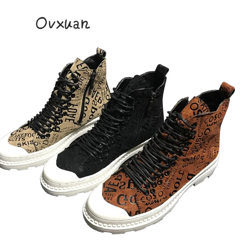 

2019 Hot Sale New Fashion Top High Shoes Luxury Men Short Boots Spring Autumn Shoes Male Designer Casual Shoes Boots Footwear