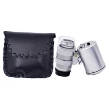 10 шт. 60X2 в 1 дизайн Карманная Лупа микроскоп мини Лупа увеличительное стекло с светодиодный детектор УФ-излучения 40% скидка