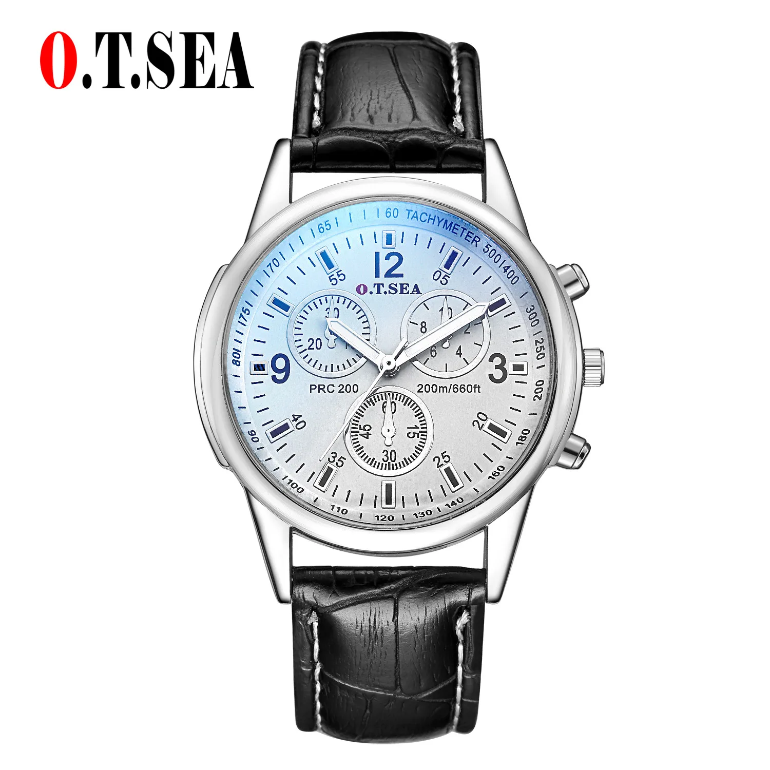 Лидер продаж O. T. SEA Брендовые мужские часы из искусственной кожи с синим лучем и стеклом, Военные Спортивные кварцевые наручные часы Relogio Masculino 1056