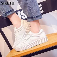 New Fashion White Sneakers For Women Comfortable Lace-up Flats Shoes Woman Leisure Flat Sneakers Thick bottom Casual Shoes New Fashion White Sneakers For Women Comfortable Lace-up Flats Shoes Woman Leisure Flat Sneakers Thick bottom Casual Shoes