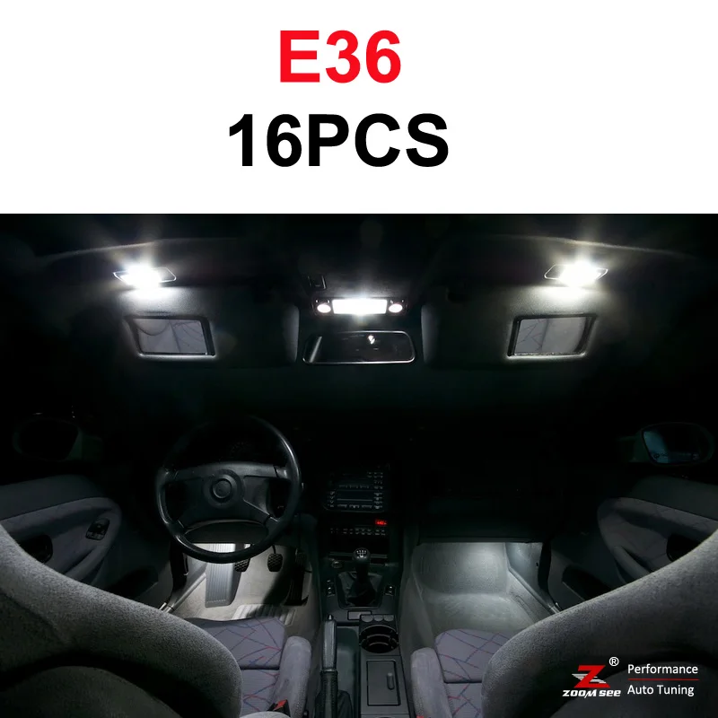 Идеальный белый светодиодный светильник Canbus без ошибок, Внутренняя купольная карта, внутренний светильник для BMW 3 серии E36 E46 E90 E91 E92 E93(1990-2013 - Испускаемый цвет: E36 - 16PCS