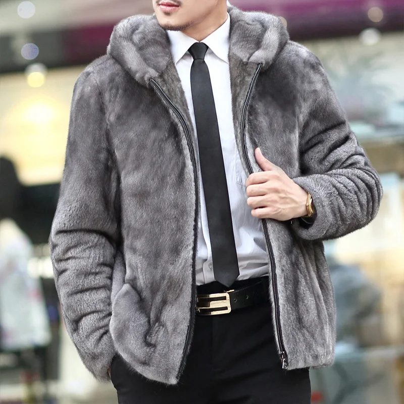 S 6XL New Fashion Men's Faux Fur Coat High Imitation Mink Fur Overcoat ...