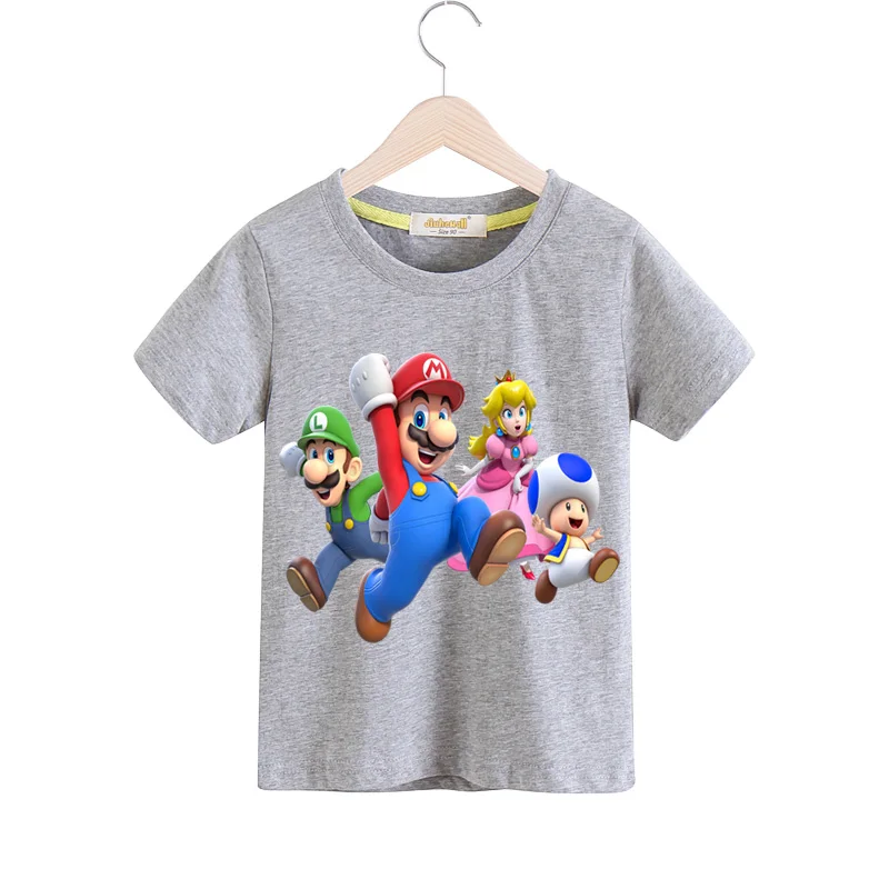 Boys Girls Child Cartoon Mario T-shirts Summer Short Sleeve Tees Top Costume Kids 100%Cotton T Shirt Baby Tshirts Clothes TX150 (6)