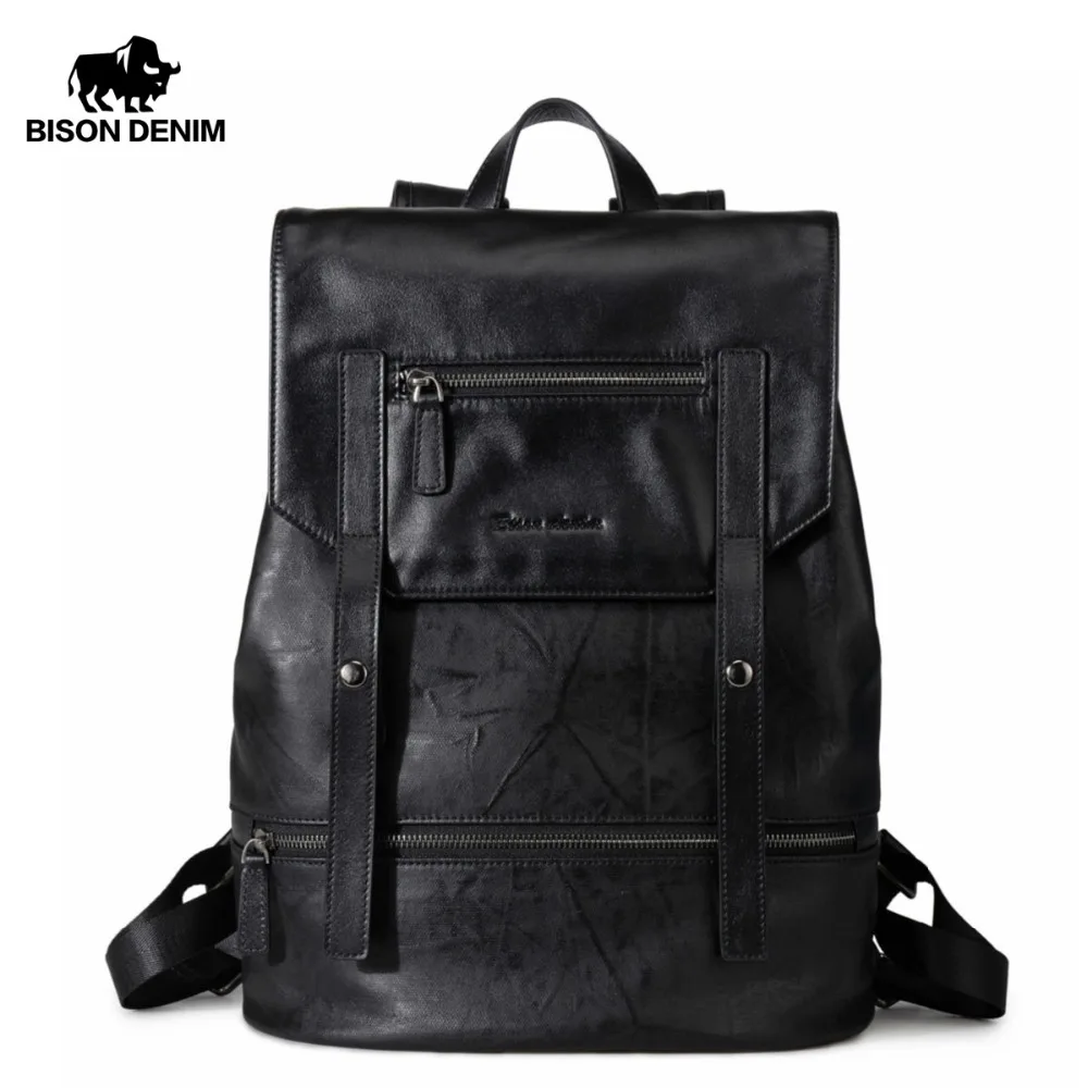 

BISON DENIM Fashion Backpack for Teenagers Large Capacity Male 15" laptop Mochila Men Women Designer Backpacks School Bag N2544
